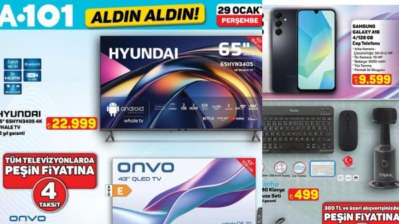 A101’den 29 Ocak Kataloğu: Televizyondan beyaz eşyaya, teknolojiden küçük ev aletlerine uygun fiyat yağmuru!