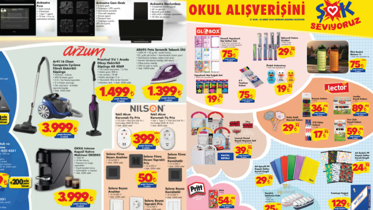 ŞOK’ta indirim fırtınası: Evden okula, teknolojiden küçük ev aletlerine yüzlerce ürün raflarda