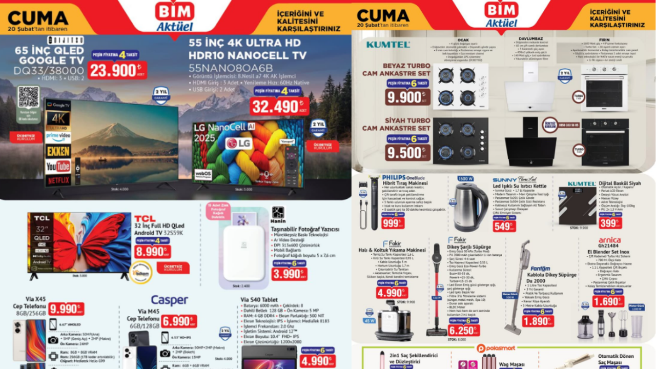 BİM 20 Şubat Kataloğu: Televizyon, ankastre ve teknoloji ürünlerinde büyük fırsat!